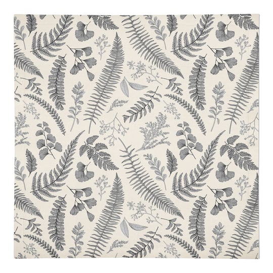 Gray Botanical Cotton Twill Dinner Napkin